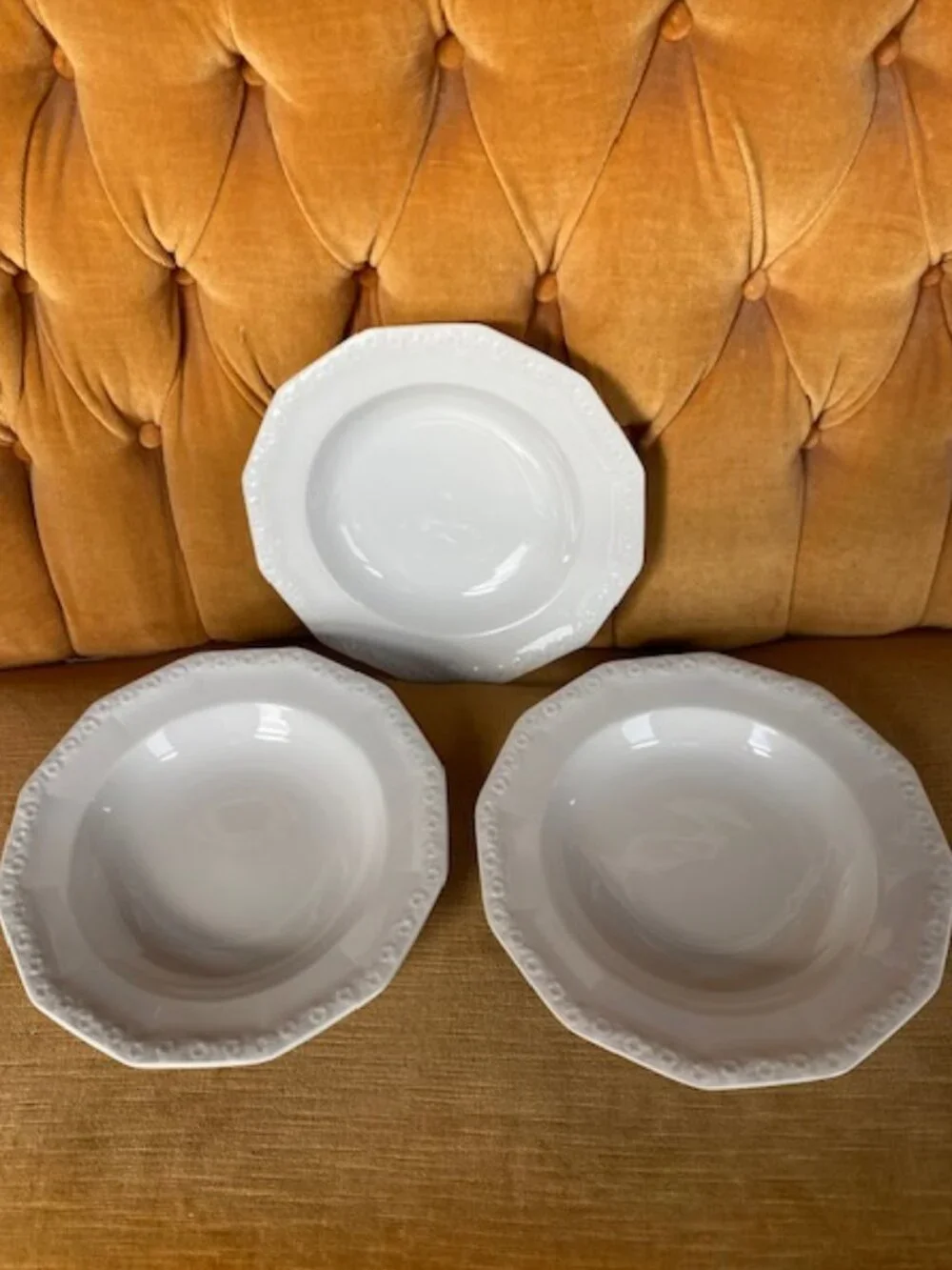 Rosenthal China Germany Continental Maria All White Rim Soup Bowls, 3, - 8 5/8